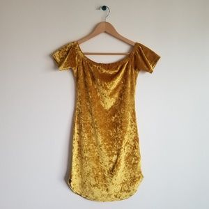 gold velvet bodycon dress